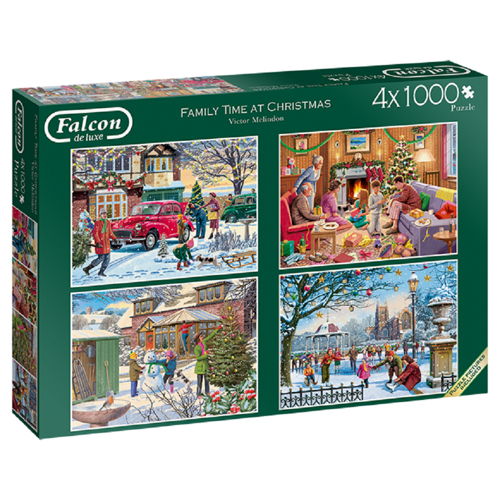 Falcon 11269 Victor Mclindon Family Time at Christmas 4x1000 Teile Puzzle 